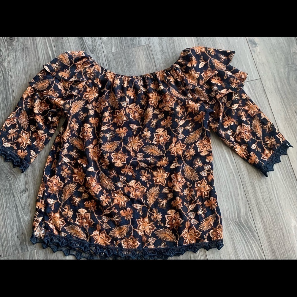 Knox rose boho lace festival cottage core floral blouse ruffles Large